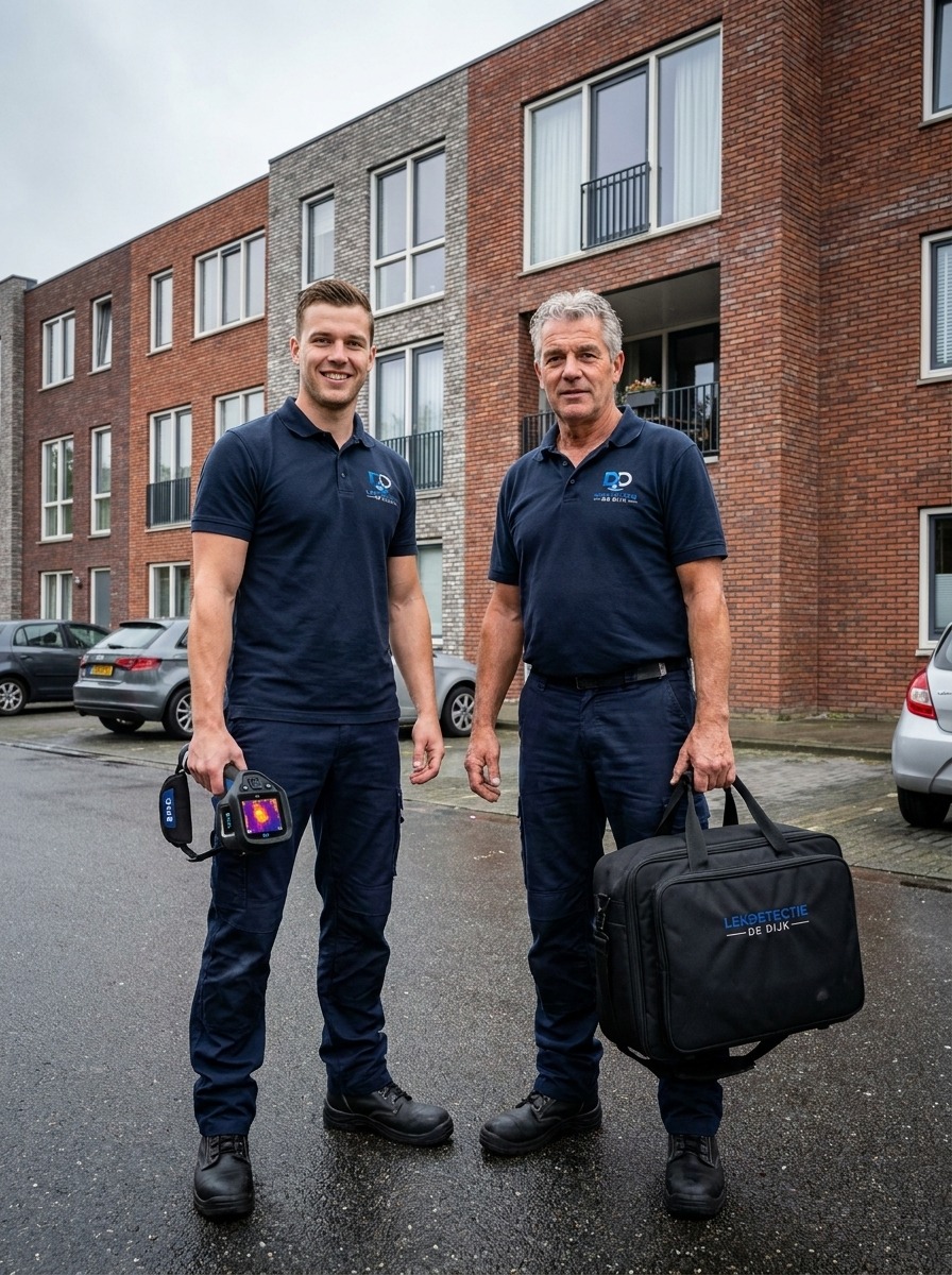 Team Lekdetectie De Dijk met thermografische camera op locatie